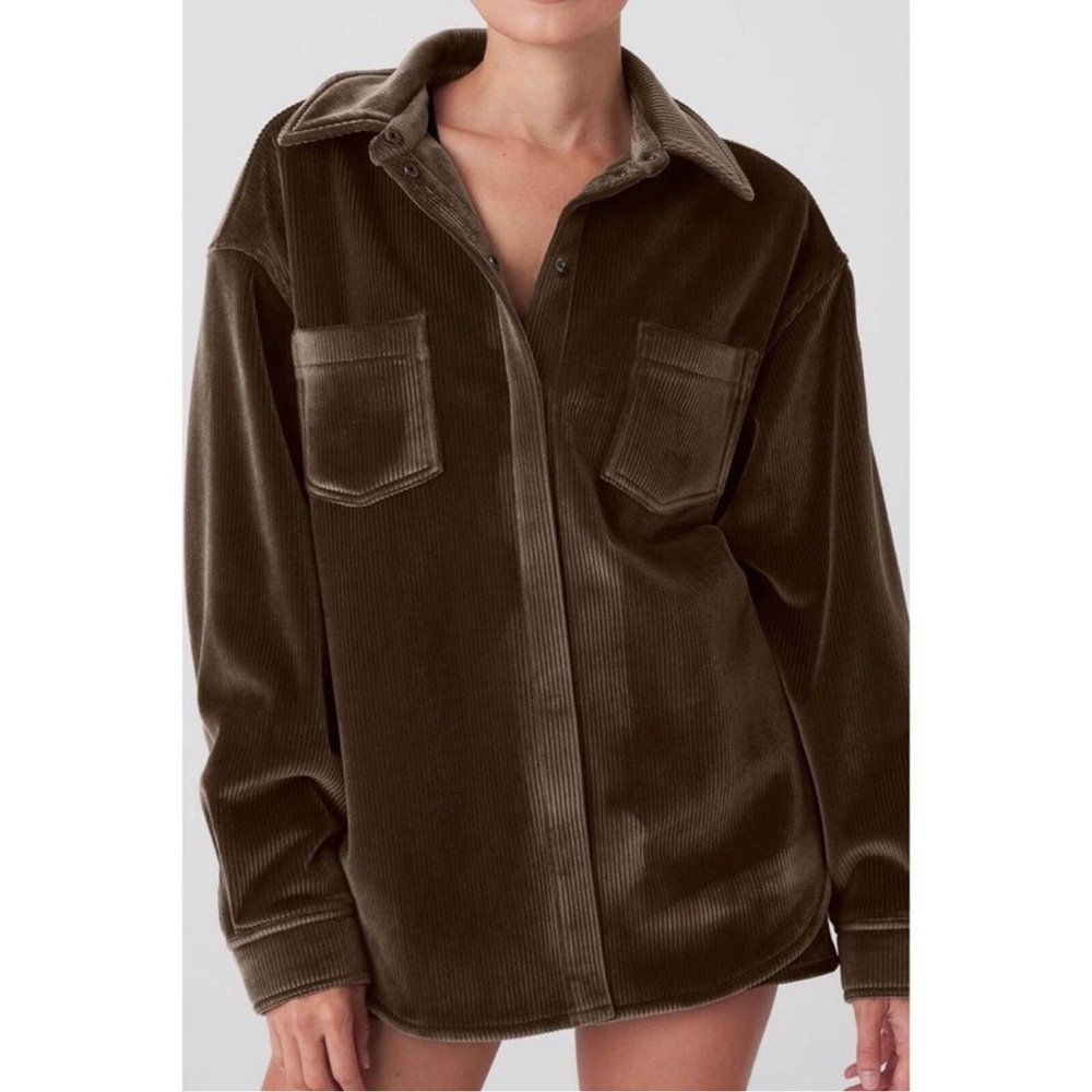 Alo Yoga Ribbed Velour Mountain Side Jacket Machiatto Brown - Picture 14 of 15